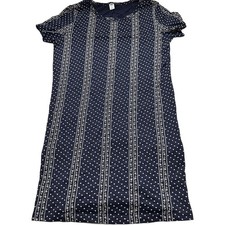 Old Navy Women Dress Size L Blue Floral All Over Print Short Sleeve Cotton Blend