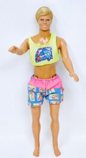 1990 Ken Hawaiian Fun Doll Mattel Barbie w/ Clothes Top  Shorts Vintage VG