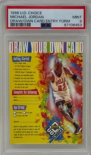 Michael Jordan 1998 Upper Deck Choice Bulls Basketball Entry Form Card PSA 9