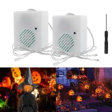 2 Pack Halloween Sound Effects Box with LED, Battery Powered Horror White