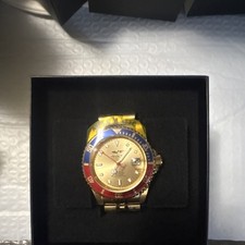 Invicta Pro Diver Men's Automatic Watch Gold Band Blue Red Pepsi Bezel
