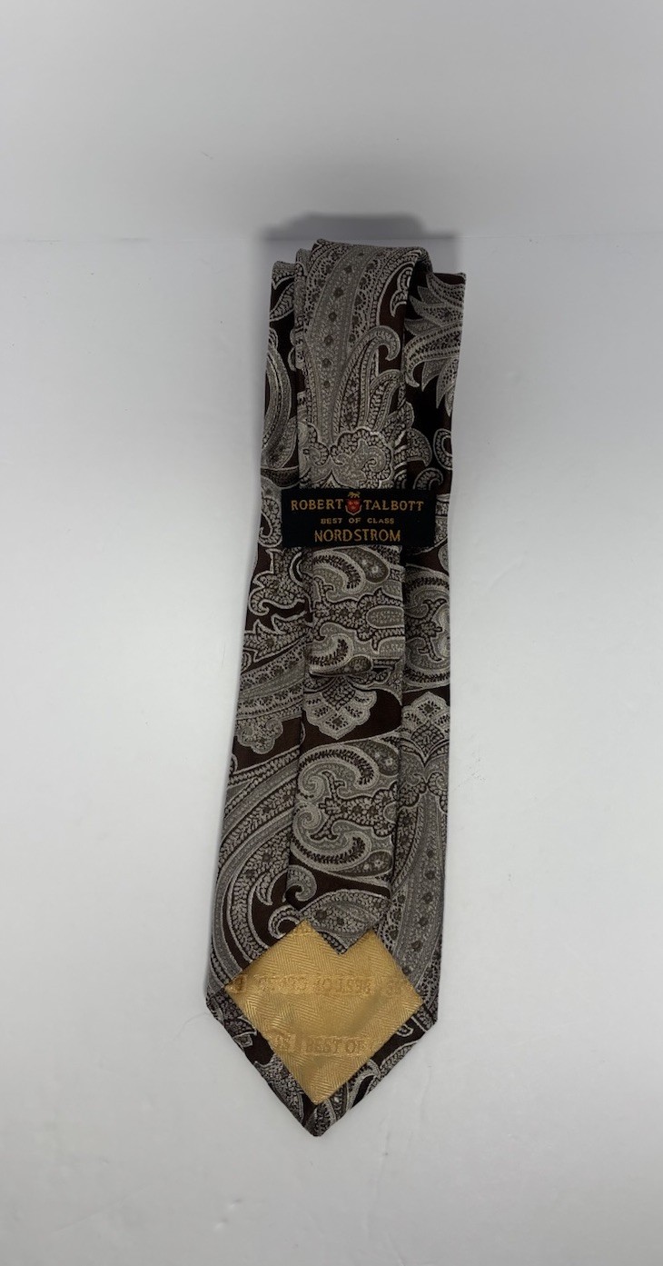 Robert Talbott Best of Class Nordstrom Silk Tie Brown Silver Gray Paisley image 3
