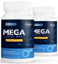 2 Pack Mega Arise Max, male enhancement, libido and blood flow-60 Capsules x2