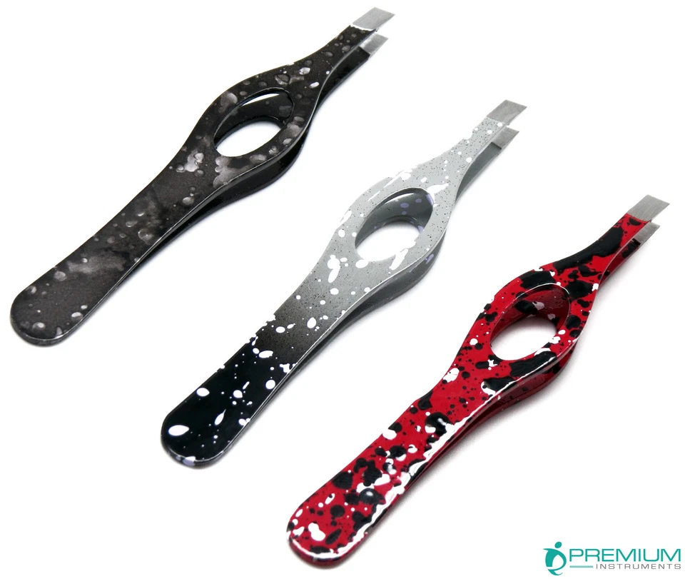 Set of 3 Beauty Eyebrow Hair Removal Tweezer Professional Slanted Steel Tools - Image 2 of 4