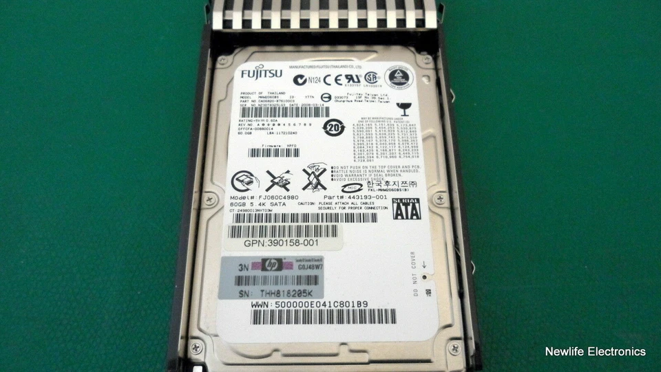 HP 405419-001 60GB 5,400 RPM 1.5 Gbps 2.5 in. SATA HDD 443193-001 MHW2060BS - Image 4 of 4