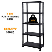 5 Tier Plastic Shelving Unit Storage Racking Shelves Home Garden Garage Shed
