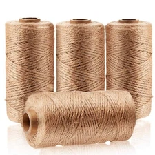 Natural Jute Twine 4Pcs（1312 Foot）,Craft Twine String Twine Indust
