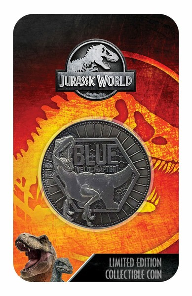 Jurassic Park World SammelmüNze Blue Limited Edition Velociraptor Raptor Replica-image