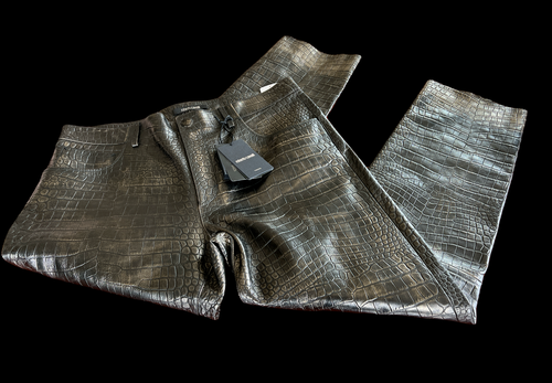 Gold Croc Leather Pants EU 