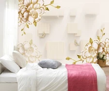 3D Golden Leaves G5889 Wallpaper Wall Murals Removable Self-adhesive Erin