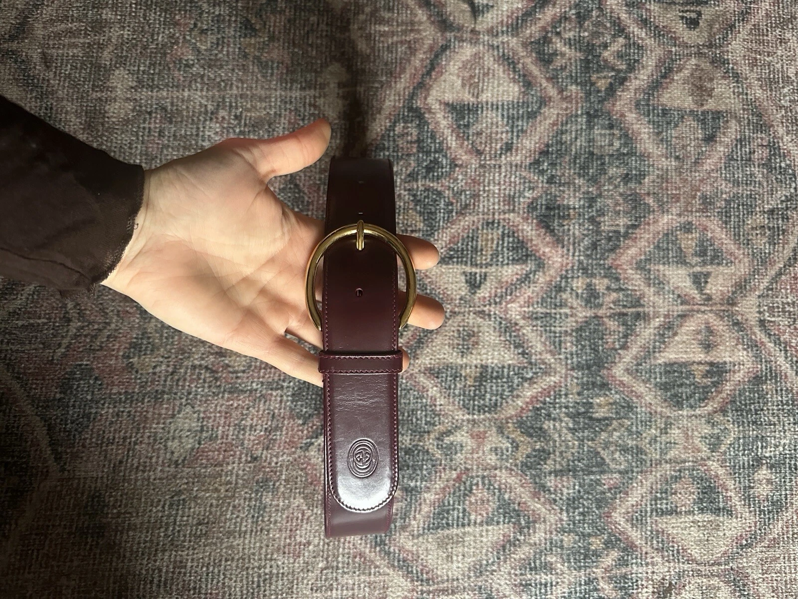 Ceinture Gucci vintage marron rouge bordeaux, 28