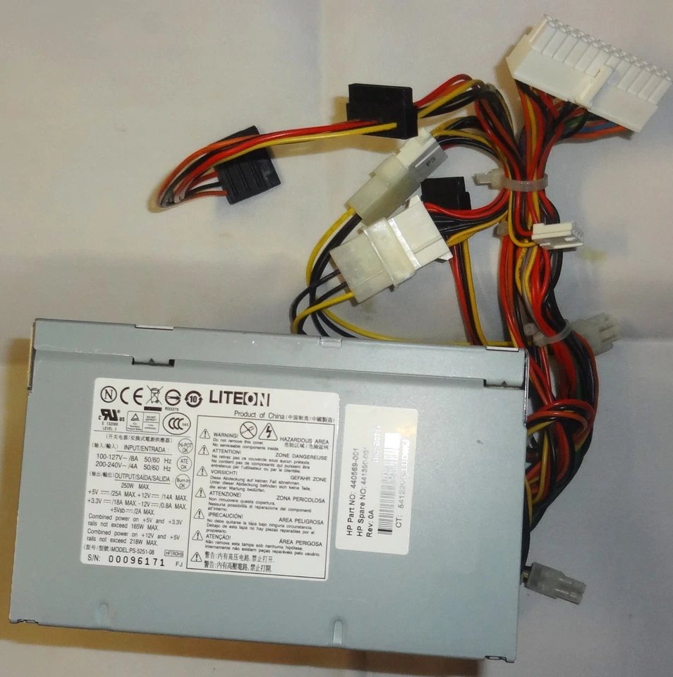 HP P/N: 440569-001 ( S/N:00096171 ) Power Supply 250W - Image 3 of 4