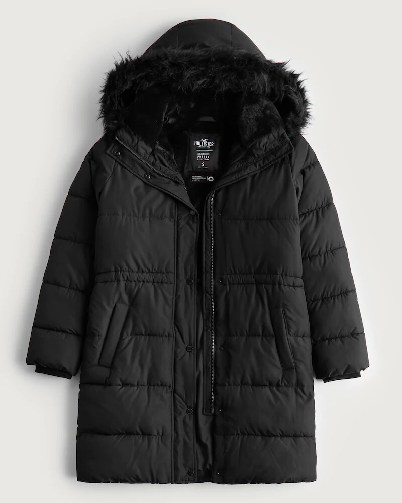 NWT Hollister by Abercrombie&Fitch Faux Fur-Lined Puffer Parka