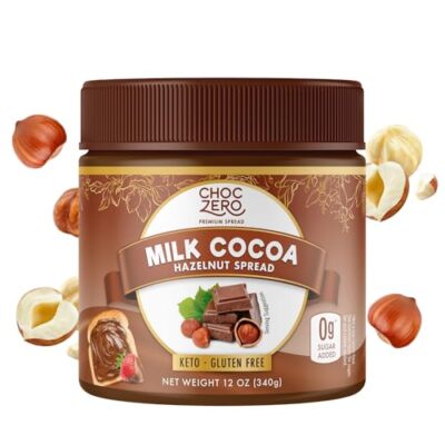 ChocZero Milk Chocolate Hazelnut Spread - Keto Friendly No Sugar Added Best L...