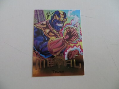 1995 MARVEL METAL THANOS CARD # 19 SIGNED CREATOR JIM STARLIN, COA ...
