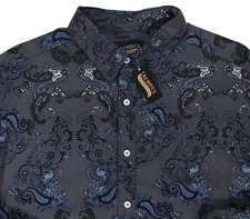 Men's CREMIEUX PREMIUM DENIM Gray Blue Paisley Cotton Shirt M Medium NWT NEW WoW