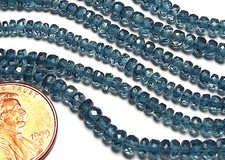 7" Strand LONDON BLUE TOPAZ 3.5mm Microfacted Rondelle Beads AAA /L3