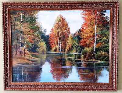 Sergei Dunaev Original Oil Painting, Autumn Landscape, Signed