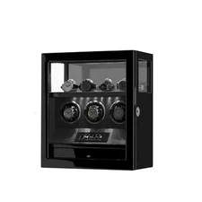 Fingerprint Unlock 3 Watch Winder With Jewellery Drawer 4 Storage Case Box Black