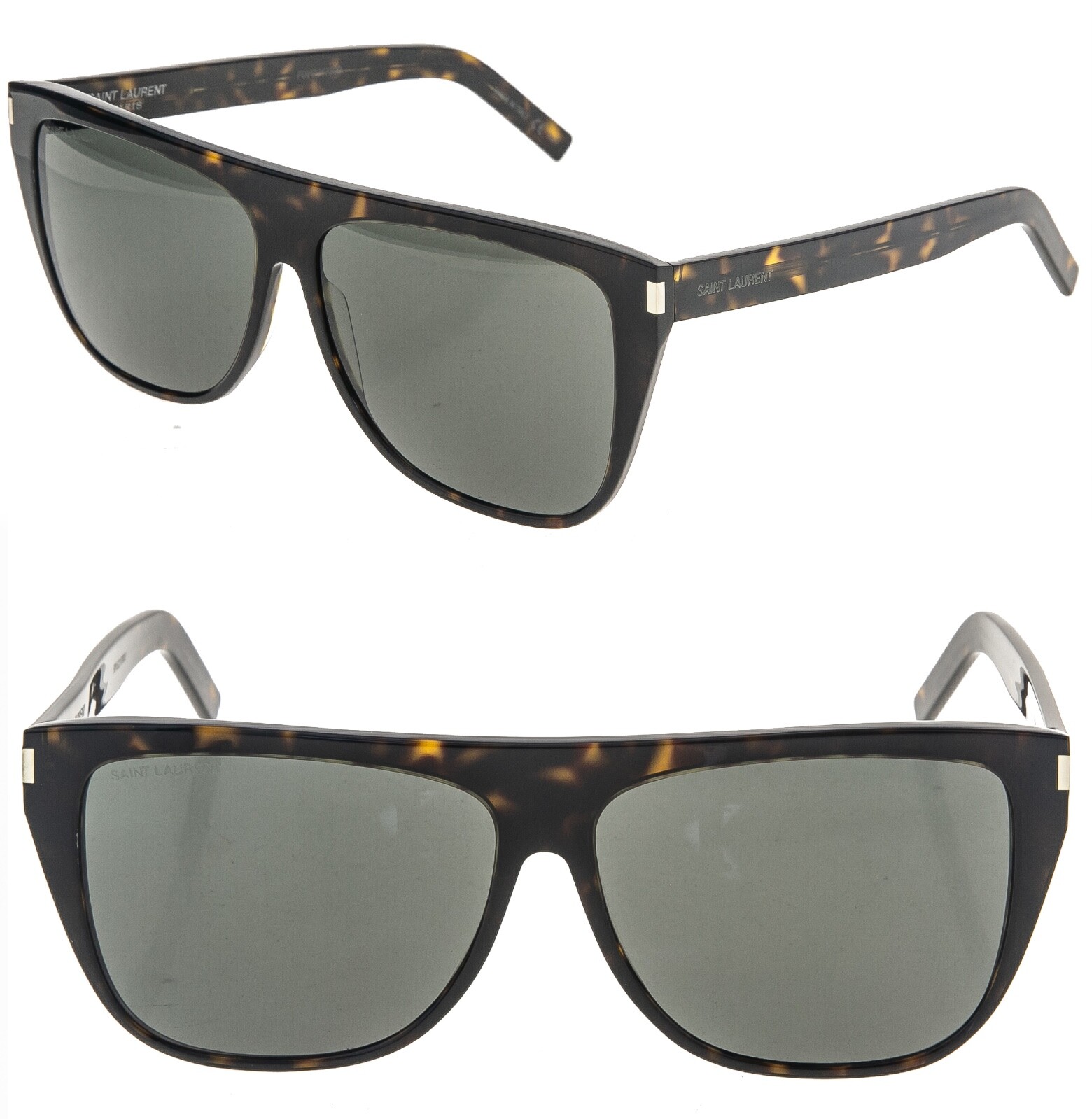 Occhiali da sole unisex SAINT LAURENT SL 1 SLIM 002 grigio tartaruga rettangolari maschera SL1