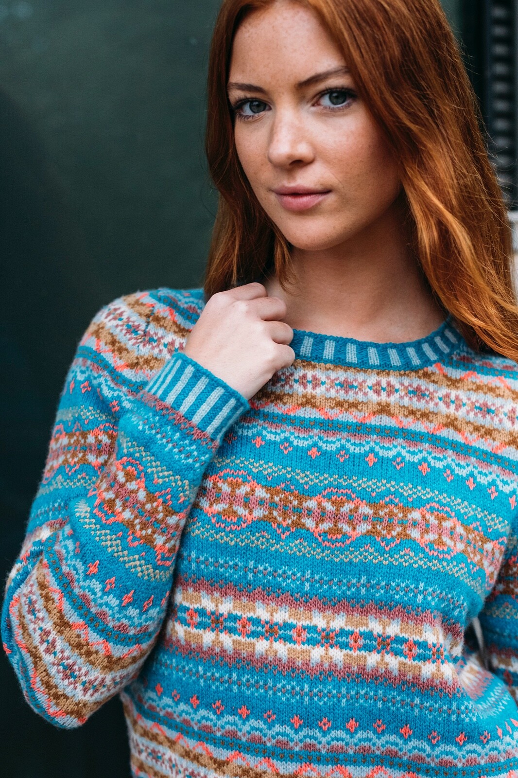 Eribe Kinross Fairisle Sweater - 100% Merino Wool, Topaz
