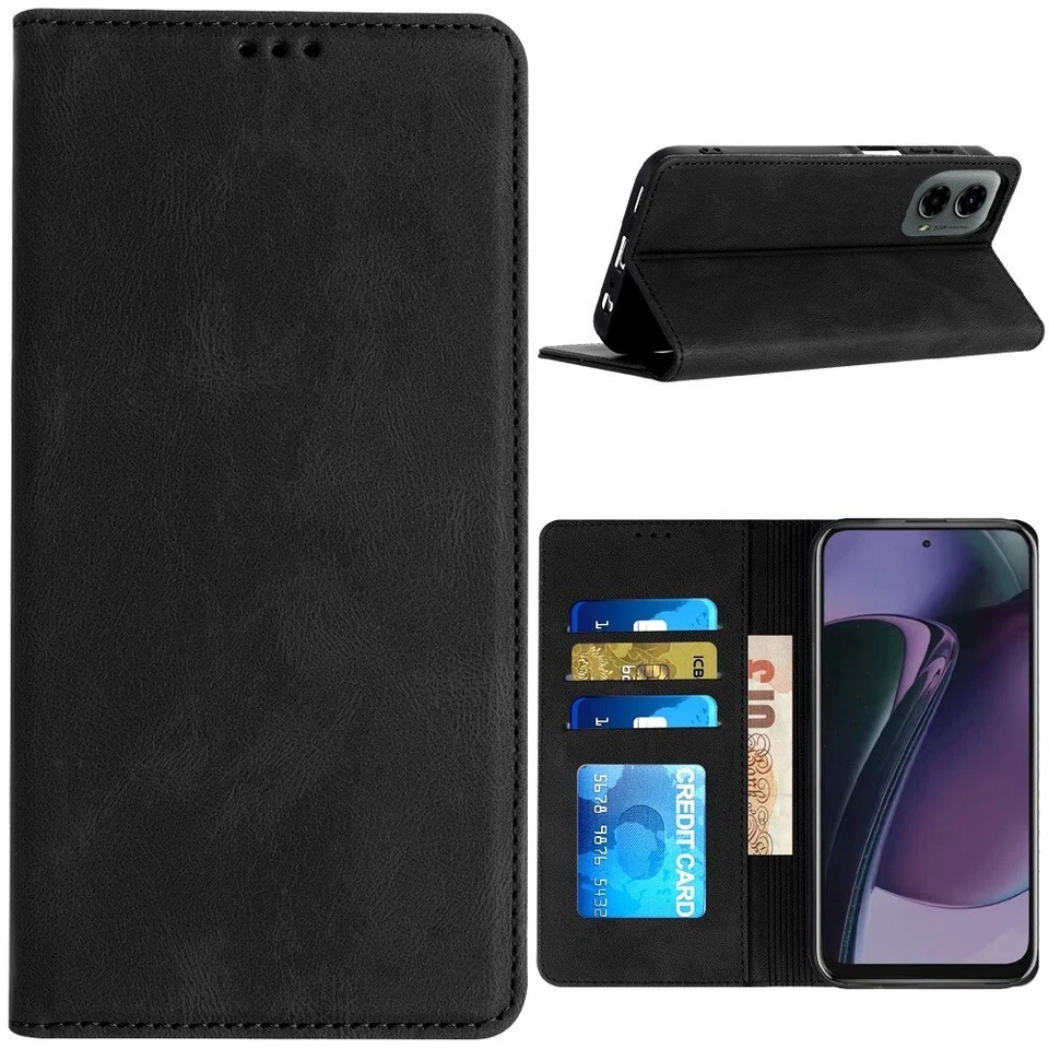 For Moto G 5G 2025 PU Vegan Leather Case ID Card Money Holder Magnetic Closure - Image 4 of 4