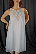 Vintage Yolanda Med Double Chiffon Sheer Short Babydoll Nightie Babyblue