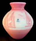 Fenton Art Glass Cameo Carved Sunset Sails On Burmese Vase LIMITED #28 Of 350