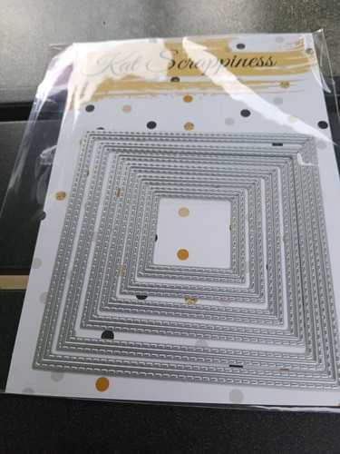 Kat Scrappiness Nesting Embossed Square Set Metal Cutting Dies New - 第 2/3 張圖片