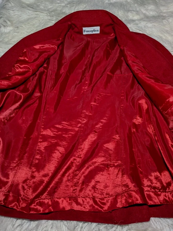 Conjunto Blazer Traje Falda Vino Tinto PERCEPTION 2 Piezas Terciopelo Suave Para Mujer Pequeño/Mediano  Foto 4 de 4