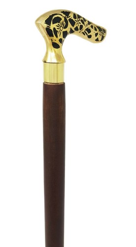 Antique Vintage Brass Victorian Designer Handle Wooden Style Walking Stick Cane - Picture 7 of 8