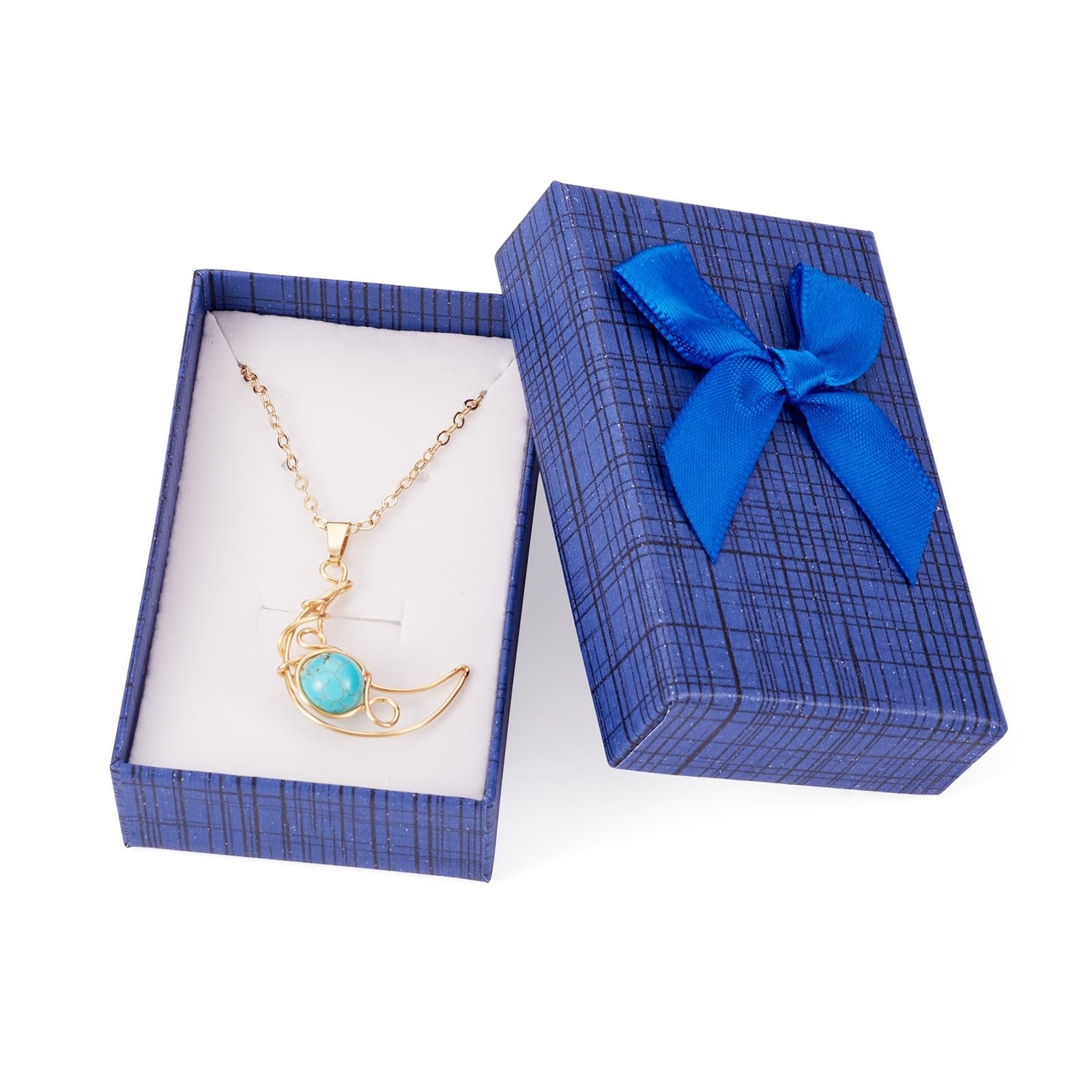 Beadthoven 12pcs Paper Jewelry Gift Boxes with Lids and Bows Plaid Pattern 2 ...