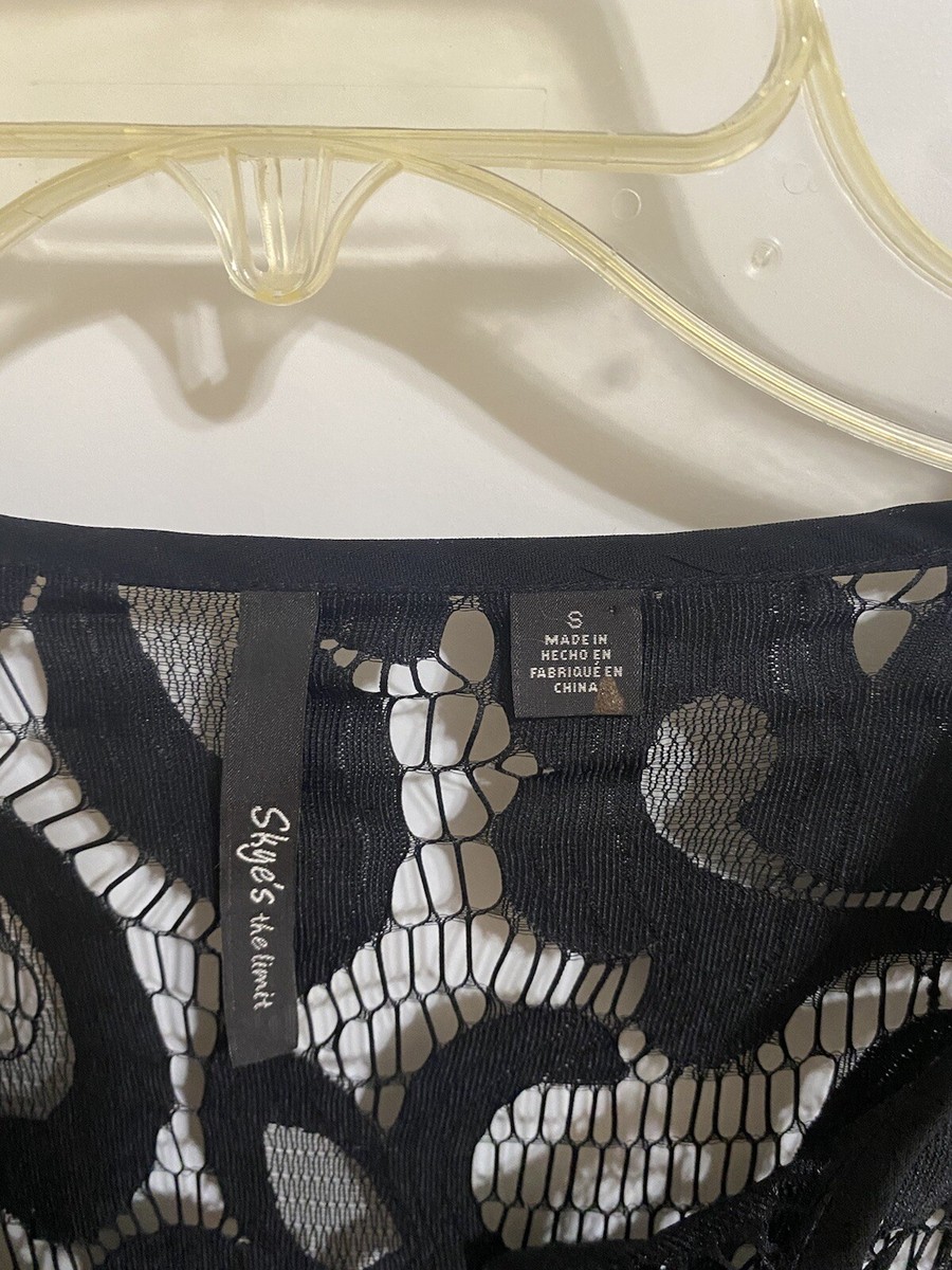 NWOT Ladies Black Semi Sheer Skye's The Limit Shirt / Top NWOT Ladies Black Semi Sheer Skye's The Limit Shirt / Top