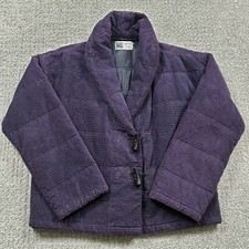 Vtg Habitat Jacket Womens Medium Large Purple Puffer Toggle Button Usa