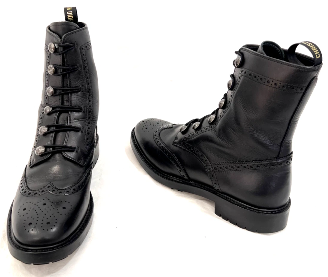 Bottes de combat femmes DIOR cuir perforé Diorunit Brogue 39 9 États Unis