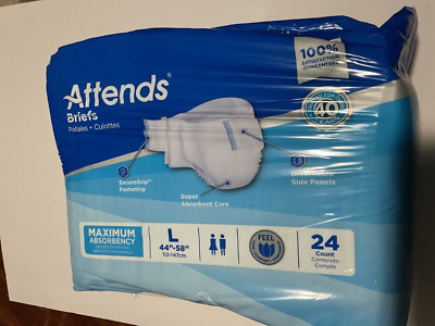 Attends Stretch Briefs Diapers Heavy Absorbency Adult Large  44 -58  》24 per Bag