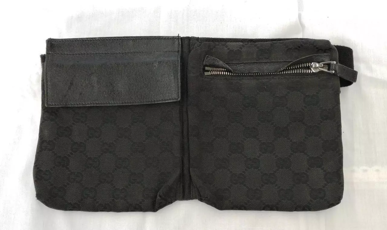 Gucci GG sac ceinture poche taille sac bandoulière pack noir 28566 argent quincaillerie