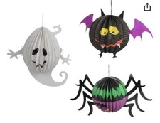 Halloween 3D Paper Lantern Decorations Ghost Bat Spider SEE NOTES