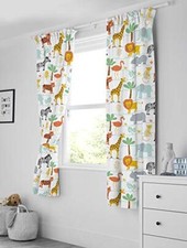 Bloomsbury Mill - Safari Adventure - Jungle Animals - Kids Lined Curtain Pair -