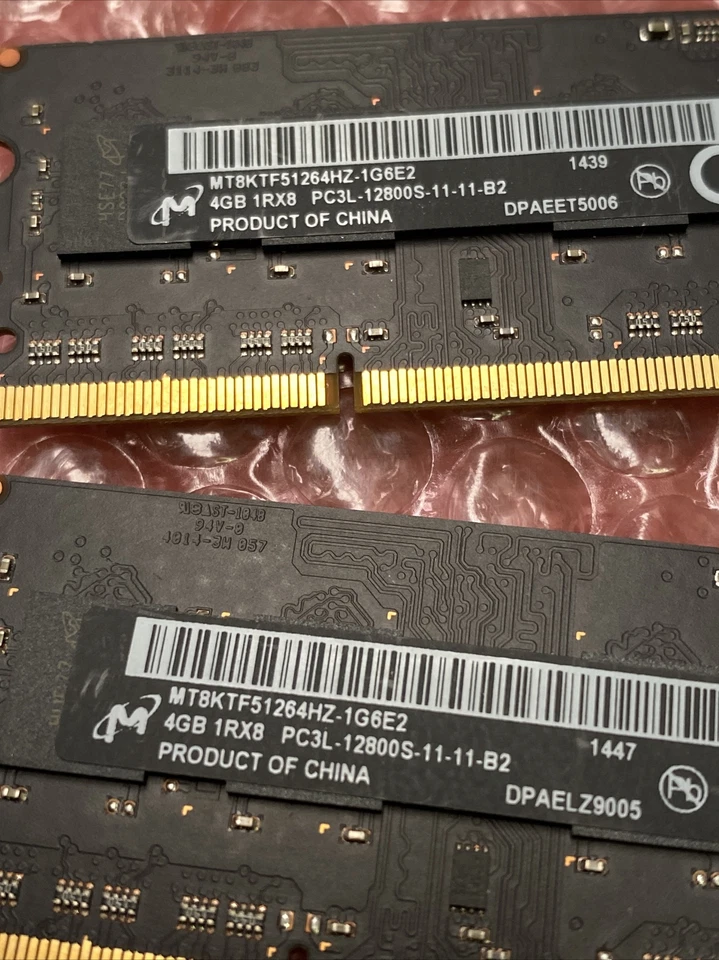 Micron Apple 8GB (2x4GB) PC3L-12800S DDR3 SODIMM Laptop RAM MT8KTF51264HZ-1G6E2 - Image 4 of 4