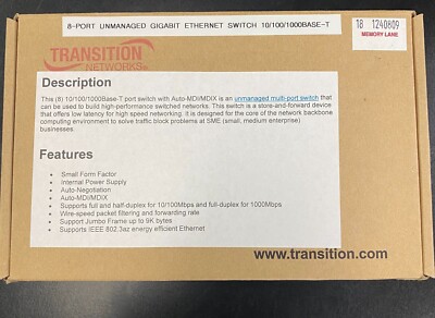 Transition Networks Lantronix Enterprise 8-Port Unmanaged Switch