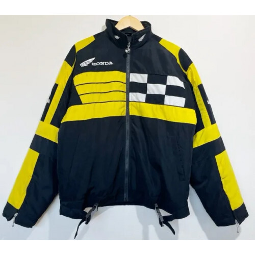 Dollar General レーシングジャケット HONDA Vintage Racing Jacket Padded Blouson Yellow Black Size L