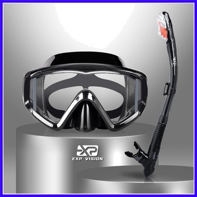 Snorkel Set Pano 3 Window Adult Snorkeling Gear, Professional Snorkel Goggles...
