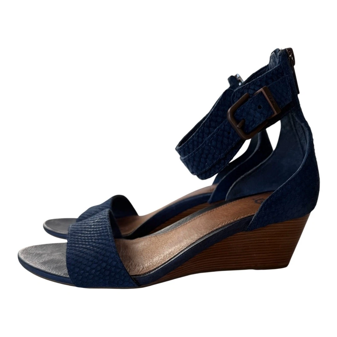 Ugg Australia Char Mar zeppa cinturino alla caviglia in pelle blu navy taglia 7
