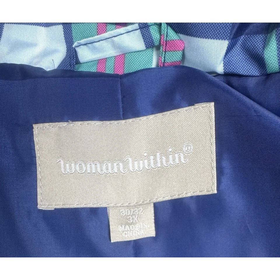 Woman Within Plaid Puffer Vest Plus Size Women’s 3X Multicolor Lightweight Fall - Image 2 of 4