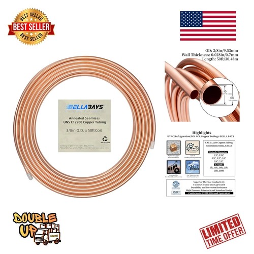 99.9% C12200 Copper Tubing Coil, 3/8" OD for Long-Lasting Refrigeration
