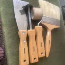 Vintage Wickes Wallpapering Kit. Scraper, Shave Hook, Paste Brush & Seam Roller.