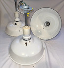 SET    3-18" White Westinghouse Porcelain Enamel Barn Gas Station Light Vintage