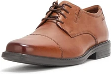 New Clarks Men's Cosgrove Cap Dress leather shoes - Dark Tan - Retail $90