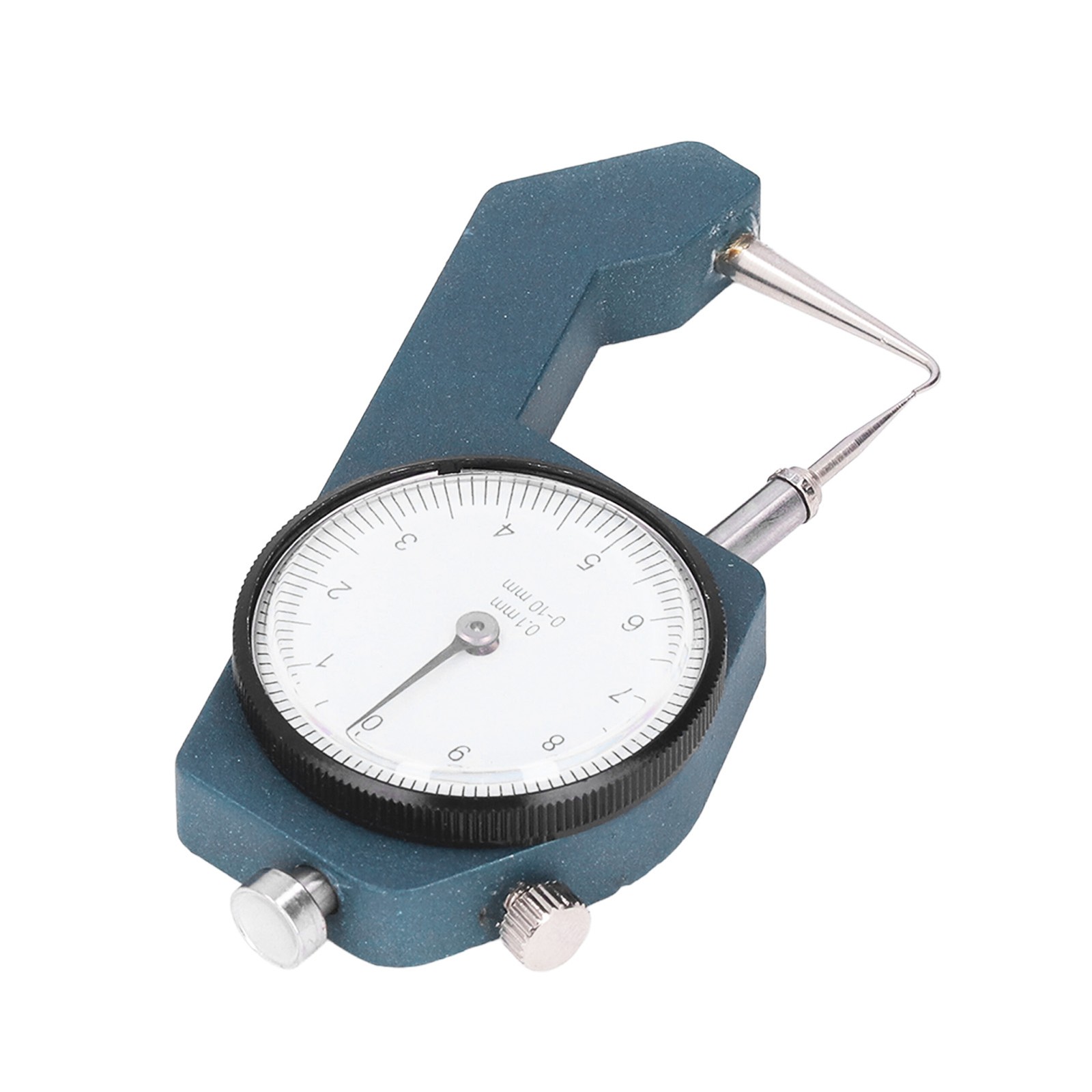 Dial Thickness Gauge Curved Tip Head 0 To 10mm Range 0.1mm Resolution Round Meas